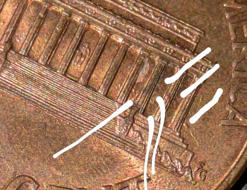 1998 1c Lincoln Penny Die Error Reverse Die Break Double Reverse Pillars Au/Ms - Picture 4 of 15