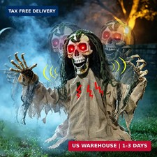 Halloween Animatronic Zombie Groundbreaker Outdoor Decor with Red Eyes