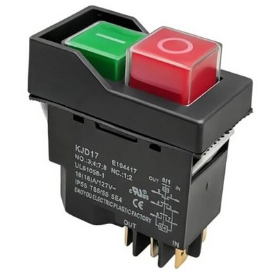 011713 AC127V 18A 6-Pin Push Button Switch, 127VAC Magnetic Start Stop ON/Off