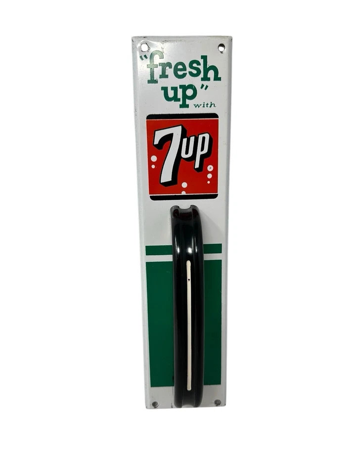 Vintage 7up Door Pull Advertising Fresh Up With 7 Up Nice Graphics Clean Cond.! - Image 3 of 4