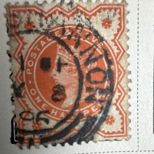Great Britain Queen Victoria 1/2 Penny Red Used Stamp, Pre-Decimal Uncertified