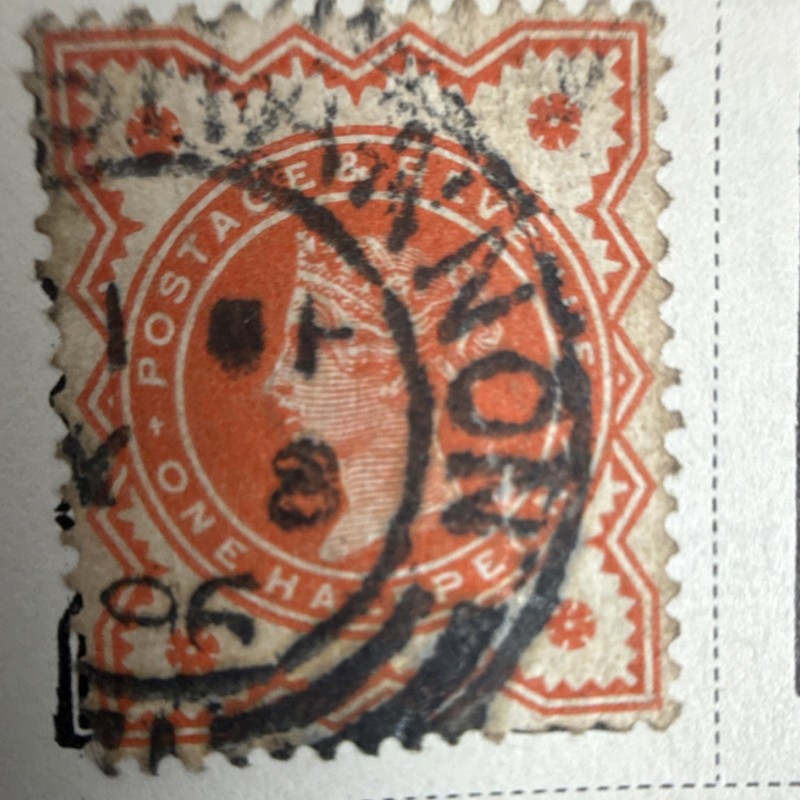 Great Britain Queen Victoria 1/2 Penny Red Used Stamp, Pre-Decimal Uncertified