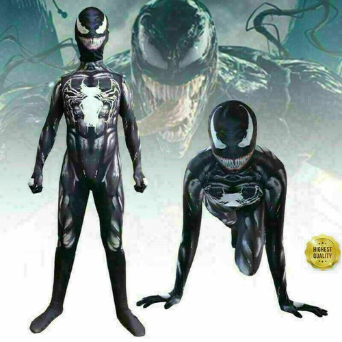Spiderman Cosplay Men Kids Boys Costume Venom Miles Gwen Fancy Dress Jumpsuit - Picture 14 of 48
