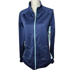 Alo CoolFit Full Zip Jacket Women’s 2XL (Fits Smaller)Navy Blue Teal Athleisure