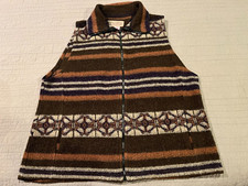 Women's Vtg BEAR RIDGE Outfitters Brown Full Zip Fleece Vest Made in USA Sz XXL