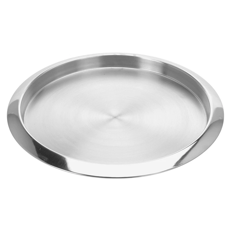 Edelstahl Tablett ø 35 cm Silber Rund Serviertablett Dekotablett Kellnertablett