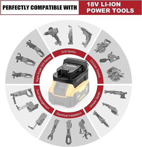 Für DeWalt 18V/20V Max Li-Ion Akku umbaubar für Milwaukee 18V Adapter Werkzeug - Bild 3 von 12