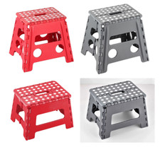 COLLAPSING FOLDABLE POLKA DOT STEPPING STOOL HOME GARDEN KITCHEN DURABLE