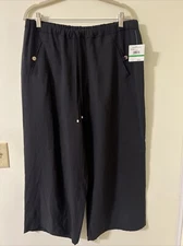 Rafaella Women's Size Large Wide Leg Comfort Pants Black New With Tags