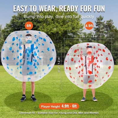 Inflatable Bumper Balls 2-Pack 5FT Body Zorb Balls for Outdoor Games Yard Play