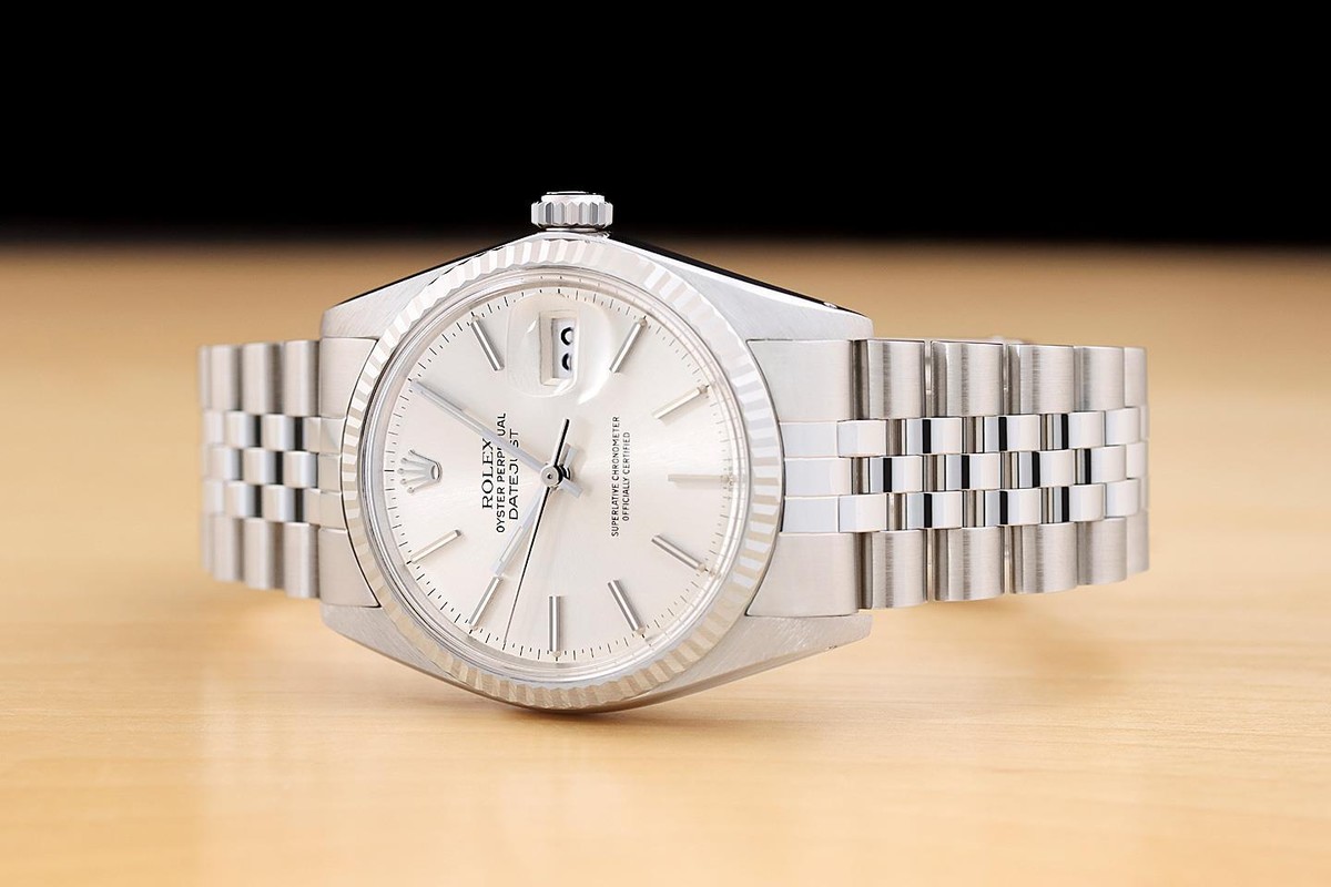 ROLEX MENS DATEJUST 16014 18K GOLD STEEL SILVER DIAL AUTOMATIC