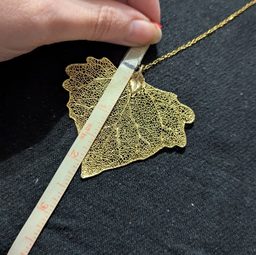 Vintage Gold Dipped Cottonwood Leaf Pendant State… - image 4