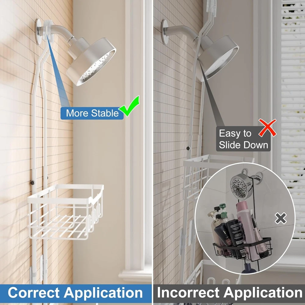 Shower Caddy, Upgraded Extended Length Shower Caddy over Showerhead No Blocking