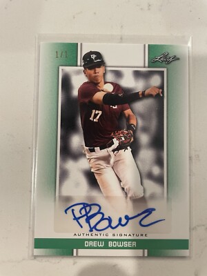 2019 Leaf Draft Perfect Game Green Drew Bowser #d 1/1 True One Auto Rookie Cubs