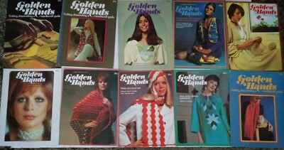 Vintage Golden Hands Craft Pamphlet Lot 1 Macrame, Knitting, Rugs, Sewing More
