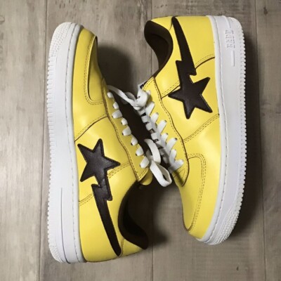 Leather BAPESTA sneakers yellow × brown BAPE STA shoes A Bathing