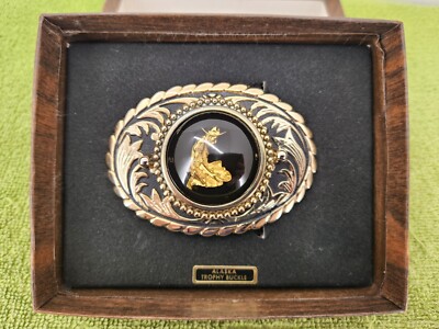 Alaska Trophy Belt Buckle Gold Miner Pioneer Panning Brand New Never Worn