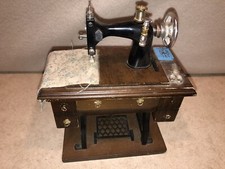 Vintage Mini Sewing Machine Music Box with Moving treadle