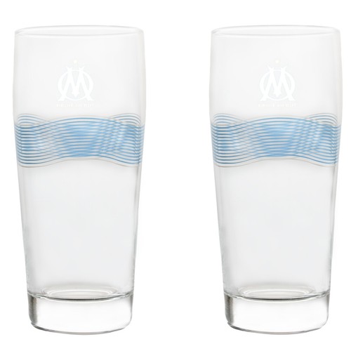 Set 2 Verres à Bière OM – Collection Officielle, 100% Marseillais, En Verre – Taille Unique – Cadeau Supporter