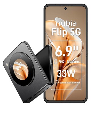 NUBIA Flip 5G 6,9 Zoll Smartphone 120 Hz 256 GB Black LTE WLAN 50 MP Dual SIM