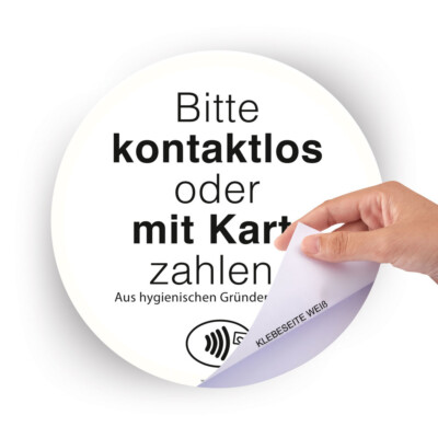 Warnaufkleber 'Bitte Kontaktlos Oder Mit Karte Zahlen' – Selbstklebend, 20 Cm, Made In Germany