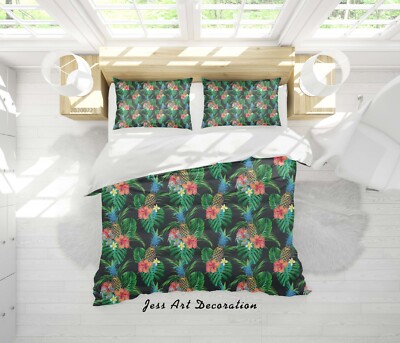 3D Pineapple Leaves Floral Pattern Quilt Cover Set Bedding Sets Pillowcases 64