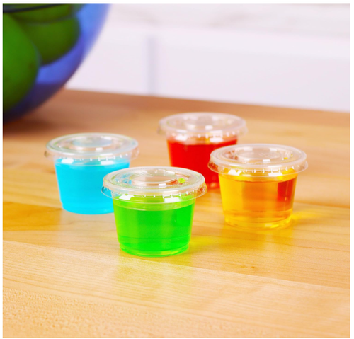 100 Pack 1oz Clear Plastic Disposable Condiment Cups Food Containers with Lids