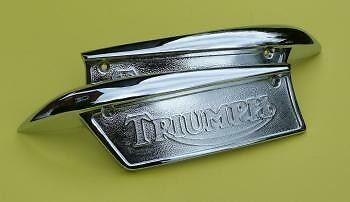 Tank Badges, Triumph T120, TR6, T140 1967-70, Chrome, 82-9700 82-9701 - Picture 8 of 8