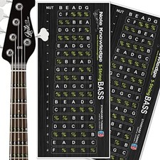 5 String Bass Guitar Fretboard Note Map Decals/Stickers