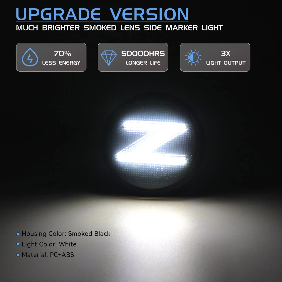 Luz de señal de giro LED lateral de humo para 03-09 Nissan 350z Z33 370Z Z34 09-20 Foto 3 de 4