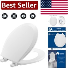 Quick Install Round White Toilet Seat with Easy Clean Hinges for Home Upscale