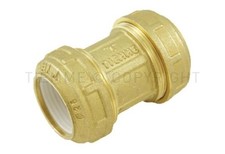 Manchon droit double a compression pour tube PE 63 x 63 laiton TIEMME 3430010
