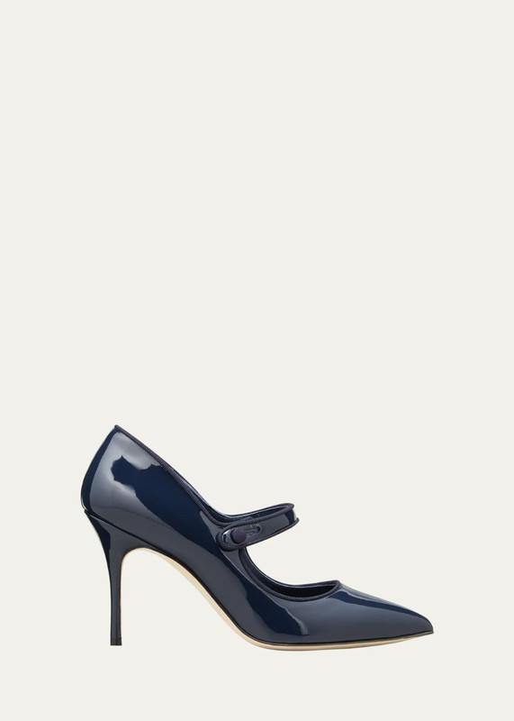 100% AUTH NEW WOMEN MANOLO BLAHNIK BLUE CAMPARI MARY JANE HEEL EU 41.5/US 11.5