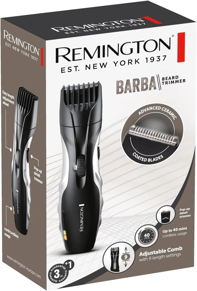 Remington Barba Beard Trimmer MB320C Cordless Advanced Ceramic Blades 9 Lengths