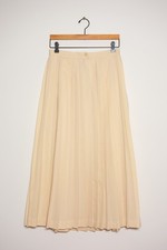 Vintage Ralph Lauren Ivory Wool Pleated Midi Skirt Women's 10 Made in USA