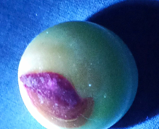 Vitro Agate Lot of 2 Glass Toy Marbles Green/White & Red Swirl 26.30mm