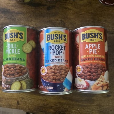 Bush's Baked Beans Limited Edition 3 Cans  - Apple Pie Dill Pickle Rocket Pop