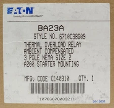 EATON CUTLER HAMMER BA23A Starter Mount A200 Size 2 Thermal Overload Relay
