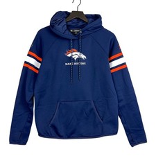 Under Armour Mens NFL Denver Broncos Fleece Hoodie Pullover Blue Loose - S
