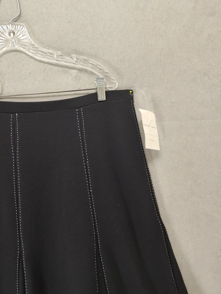 Emma James Skirt Womens 1X Black Striped A Line Flare Stretch Pull On Casual Fit - Image 3 of 4