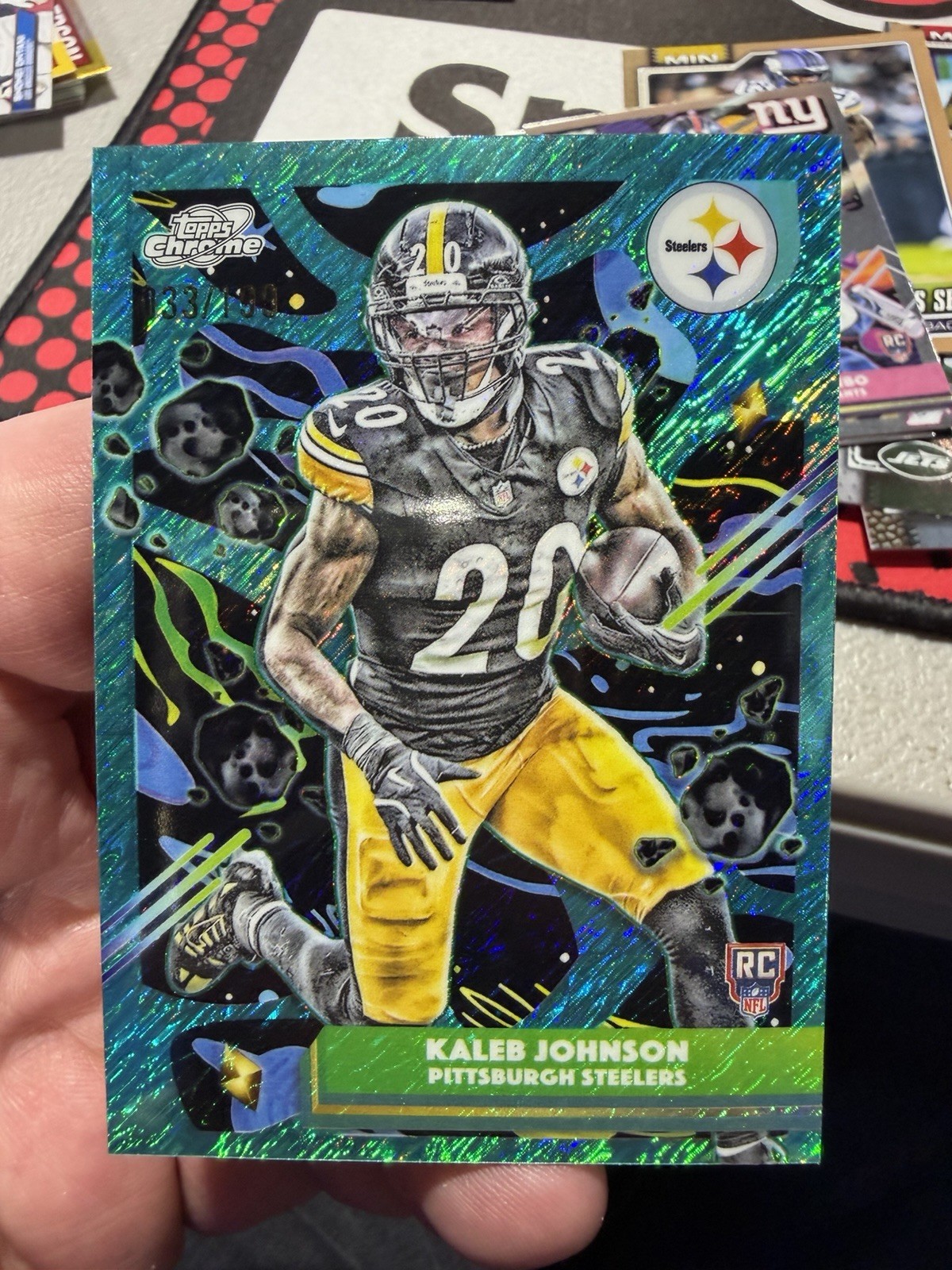2025 Topps Cosmic Chrome - Rookies Kaleb Johnson #184 Aqua Equinox Refractor...