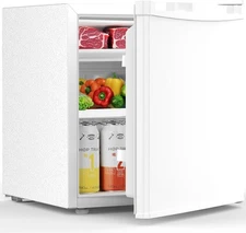 1.6 Cu.ft Mini Fridge with Freezer, Compact Single Reversible Door White