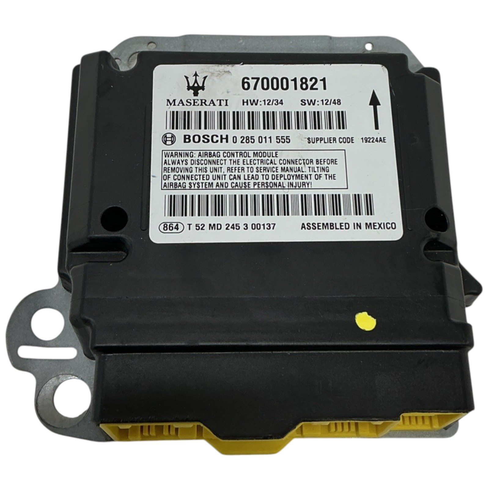 Restraint Sensor Control Module 670001821 Maserati Quattroporte 13-16 OEM