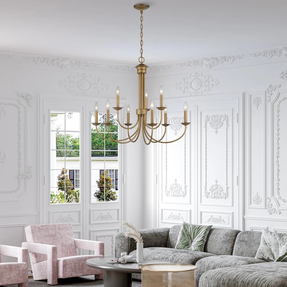 Lámpara de araña Livex Lighting 42687 bronce Estate 9 luces 30" W Foto 3 de 4