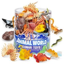 Sea Animals Toys with Gift Box, 48 Piece Mini Vinyl Plastic Ocean Animal