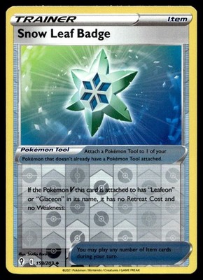 Snow Leaf Badge 159/203 Pokemon Card Evolving Skies Uncommon Trnr Rev Holo LP KA