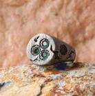 Emerald Men's Vintage Ring, 925 Sterling Silver Ring, Black Oxidize Signet Ring