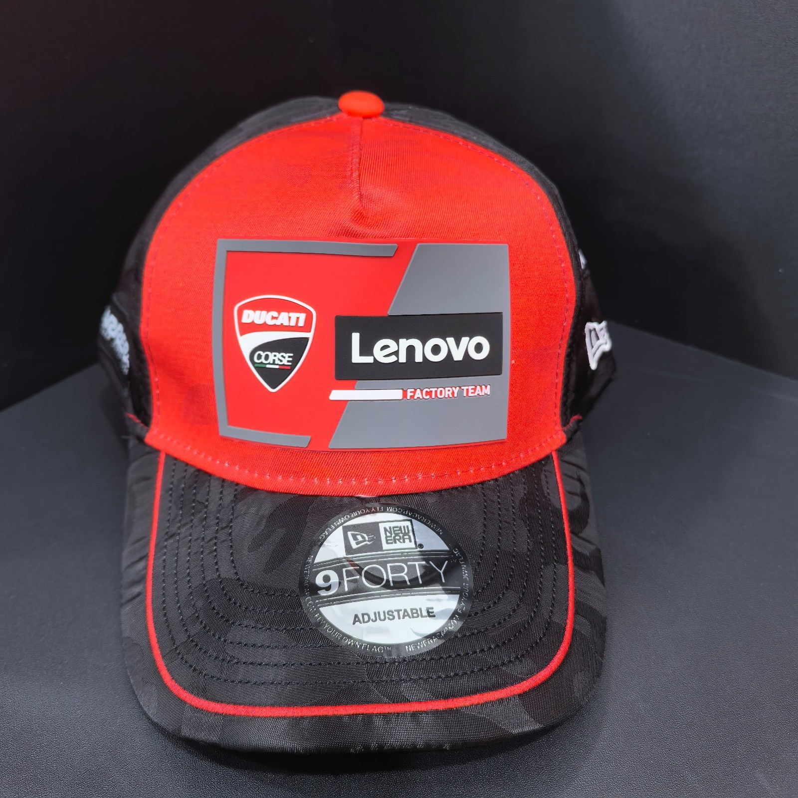 Lenovo DUCATI Black Outdoor Casual Sports Baseball Cap with Subtle Pattern