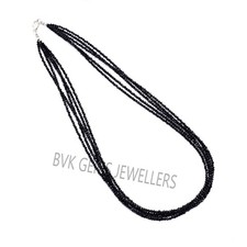 Natural Black Spinel Necklace, Black Spinel 2mm Faceted Rondelle Beaded Jewelry