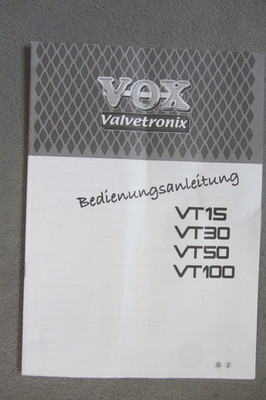 Bedienungsanleitung Vox Valvetronix VT 15 - VT 30 - VT 50 - VT 100